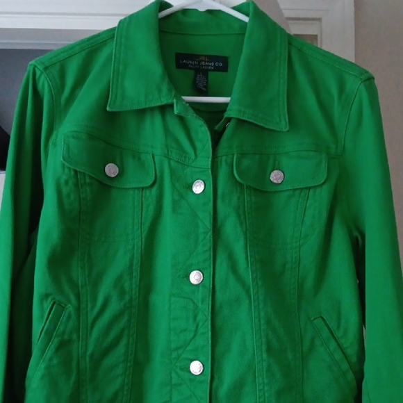 Ralph Lauren Green Jean Jacket  Cropped Tailored Fit - Picture 3 of 12